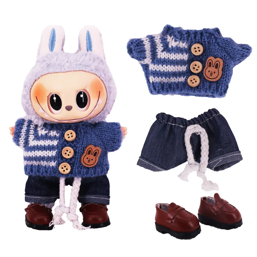 Doll Sweater Pants Shoes set For labubu Clothes 17 cm Doll Accessories,Toys For Girls,Christmas Festival Birthday Present