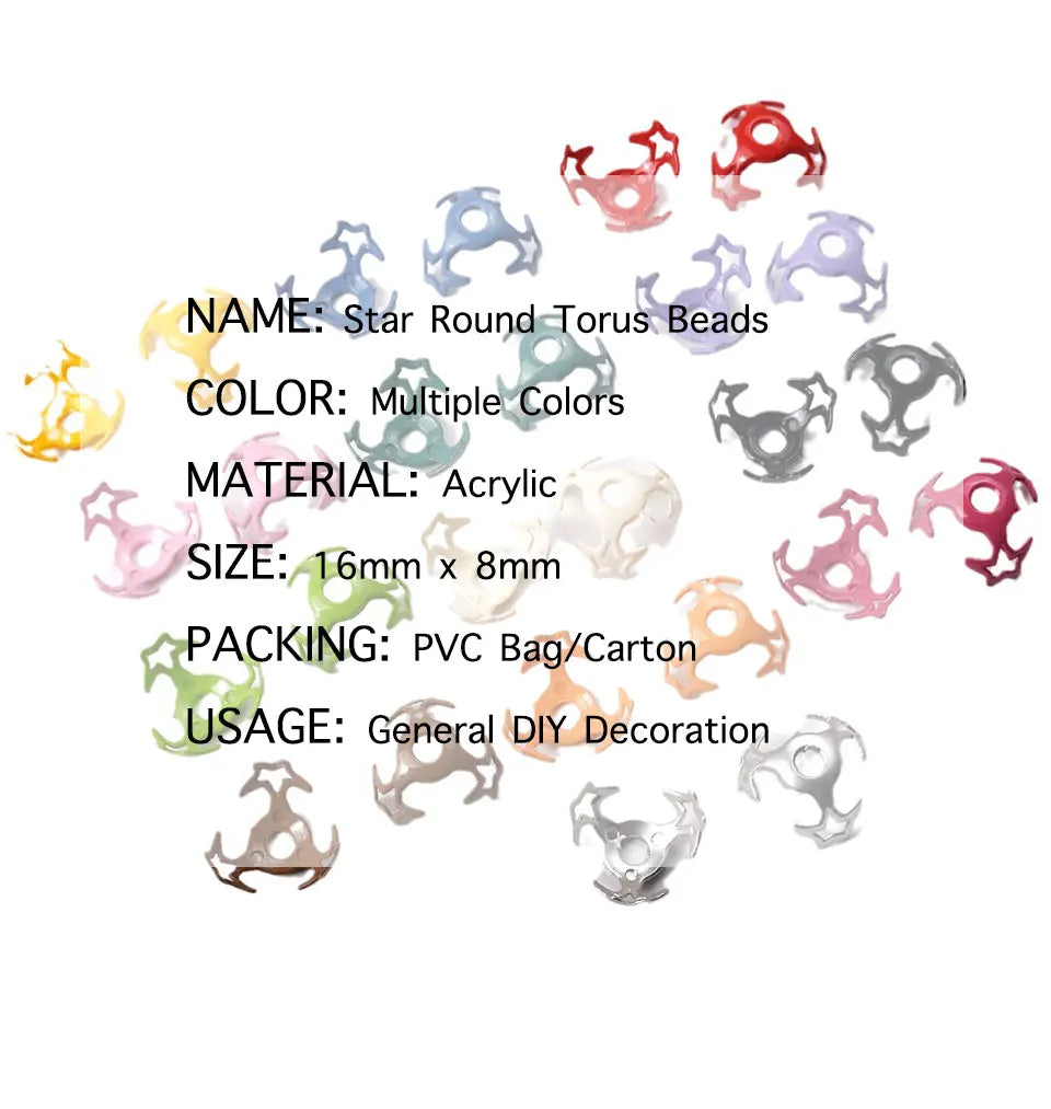 Colorful Star Round Torus Beads For Jewelry Making DIY Decorations Earrings Bracelet Necklace Charms Kids Hair Rope Accessories