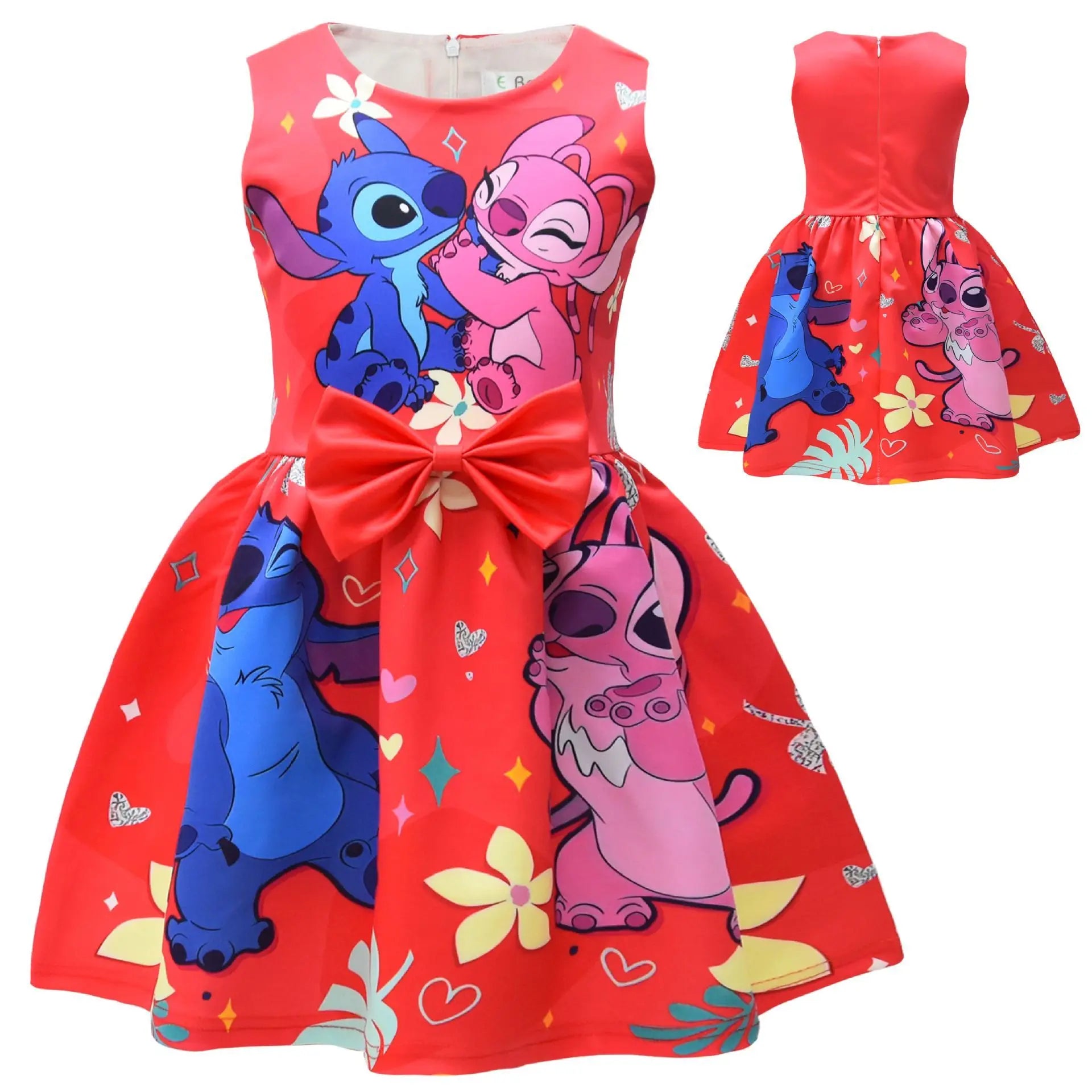 Lilo & Stitch Girls Dress Cute Cartoon Fashion Kids Holiday Cosplay Dress Girl Summer Stitch Princess Dress Birthday Gift