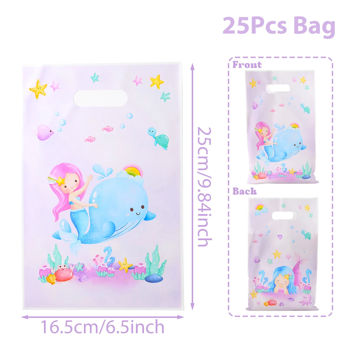 Mermaid Tote Bag Under The Sea Theme Little Mermaid Happy One Birthday Party Decorations Kids Candy Cookie Handbag Baby Shower