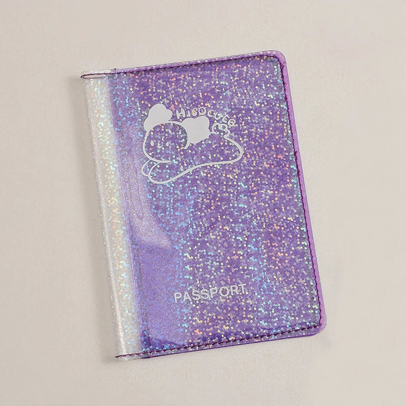 Fashion Transparent Starlight Passport Cover Girls Travel Ticket ID Credit Card Holders PVC Jelly Color Laser Passport Holder