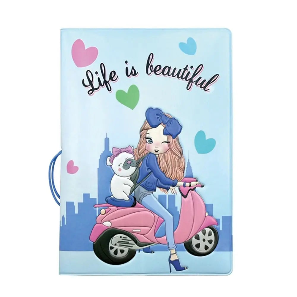 Gift Cartoon Girl Passport Cover PU Waterproof Certificate Protective Sheath Card Holder Multi-function ID Card Holder Unisex
