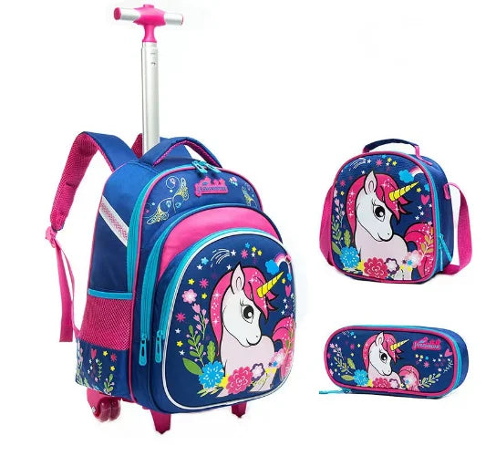 3pcs School Wheeled bag set with lunch box Kids SchooTrolley Bag wheels Wheeled backpack for boys Travel luggage Trolley Bag