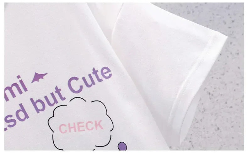 Sanrio Kuromi Kawaii Girls College Style T-shirt Skirt Suit Summer Clothes New Girl Suit Children's Clothes Style Pleated Skirt