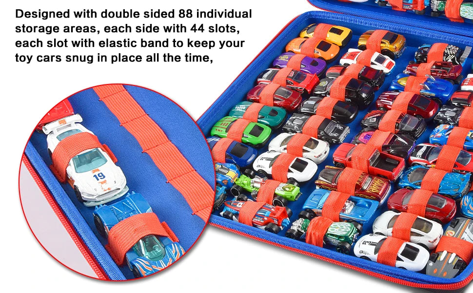 Toy Storage Organizer Case Compatible with Hot Wheels Car, Matchbox Cars, Portable， Fit for 88 Toys Car (Box Only)
