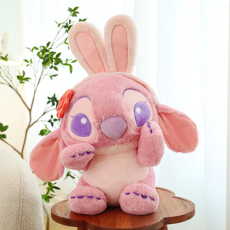 New Blue Pink Lilo & Stitch Hug The Duck Doll Cartoon Angel Plush Toy Cute Anime Soft Stuffed Kawaii Children's Birthday Gift