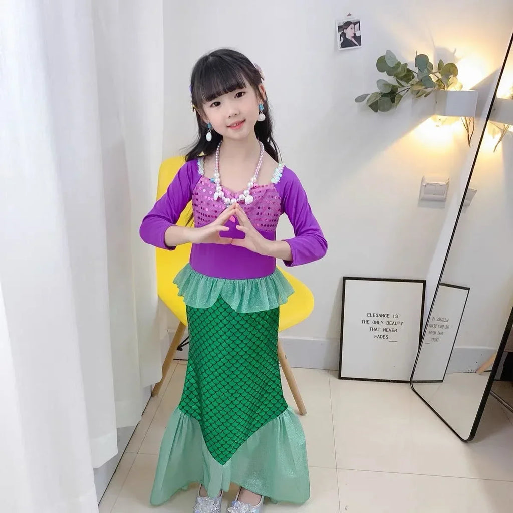 Fancy Little Mermaid Ariel Princess Costumes  Dress For  Cosplay  Carnival Birthday Party Clothes Mermaid Dress