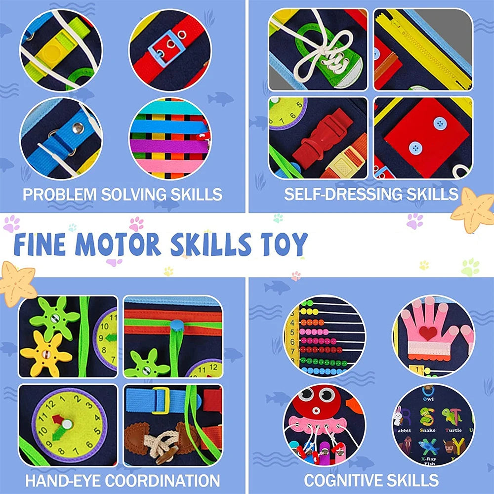Kids Busy Board Toy – Enhances Fine Motor Skills, Fun Learning Game for Home & Classroom, Travel Toy, Birthday Gift for Boys and