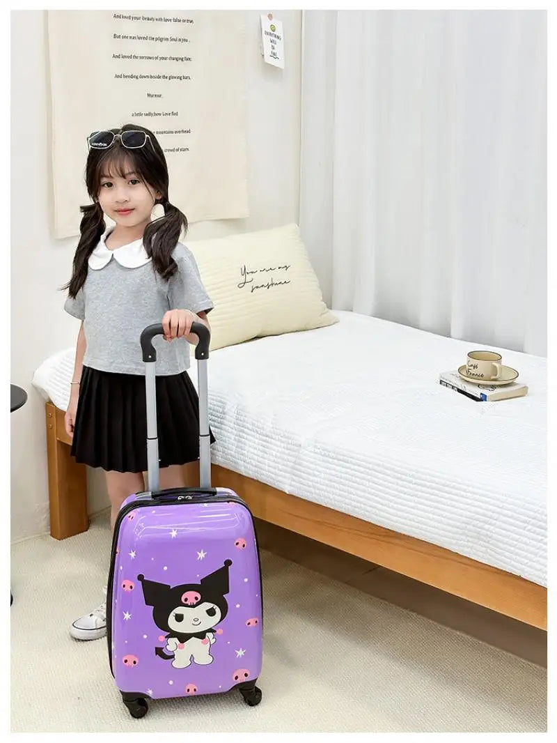 New 18-Inch Suitcase Kawaii Kuromi Kids Trolley Case Student Cartoon Luggage Girls Travel Portable Boarding Case Kids Toys Gift