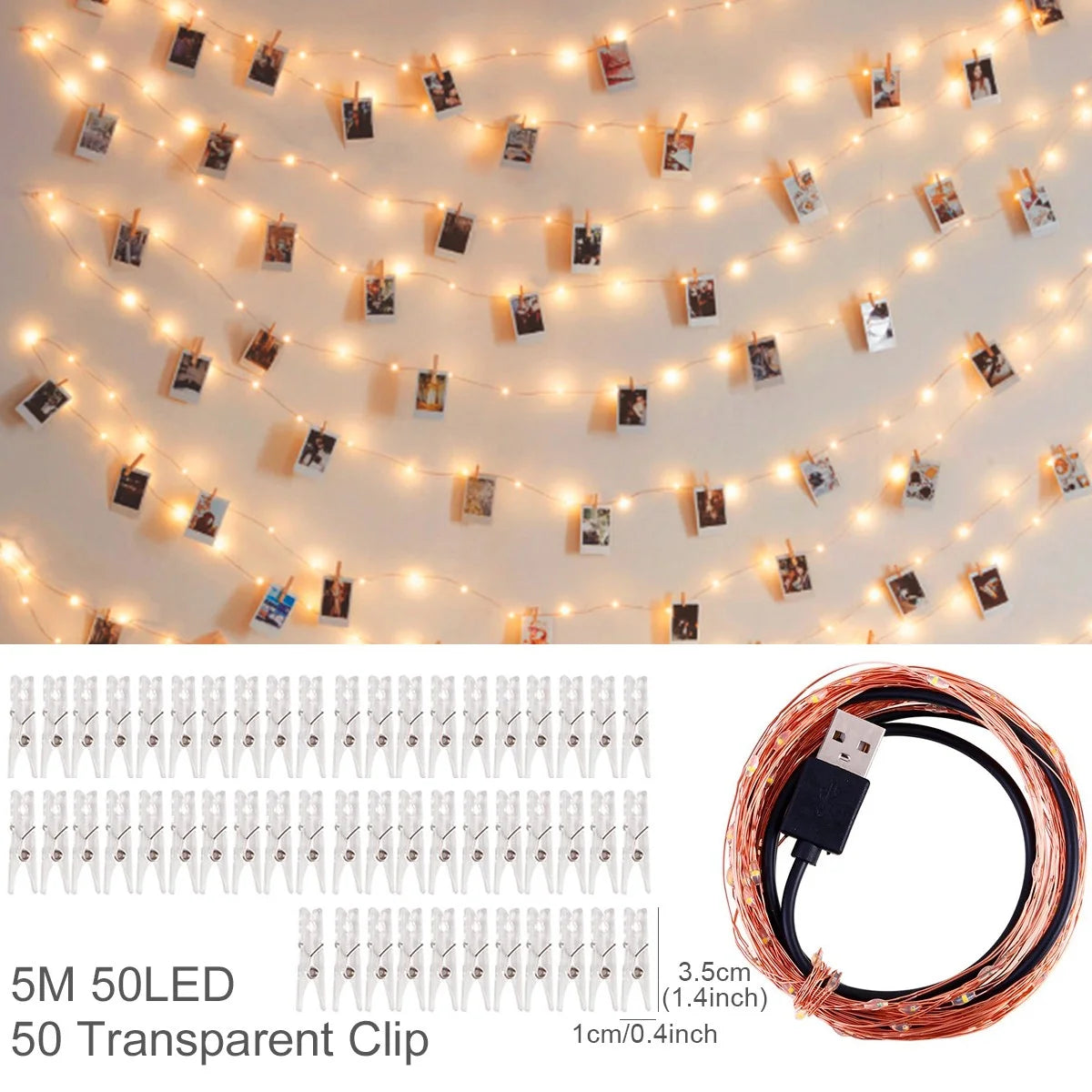 Photo Clip Light Banner Wedding Decoration Birthday Party Decor Kids Girl Boy Baby Shower Banner Christmas Decoration 2023