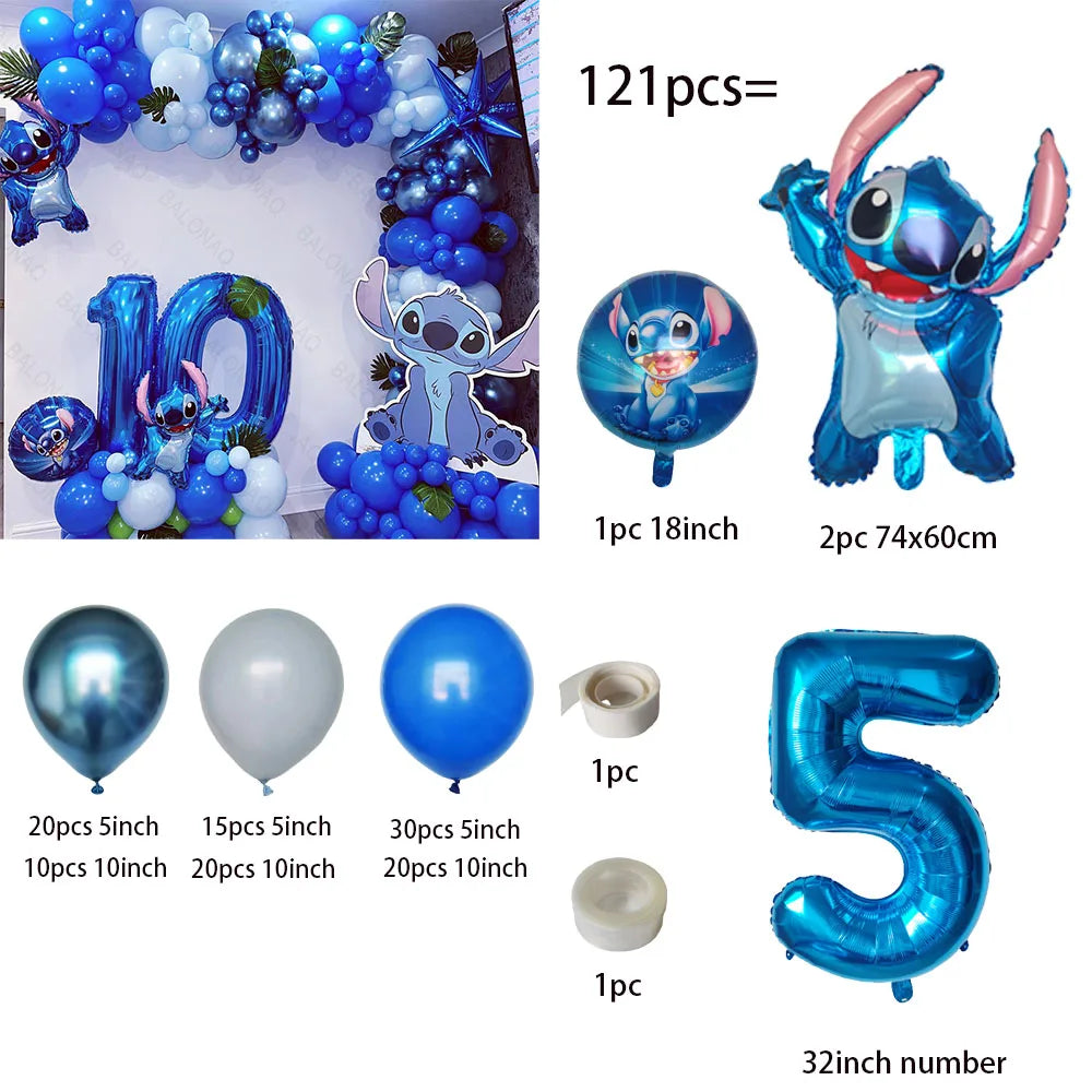 1set Lilo Stitch Arch Kit Garland Foil Helium Balloon Baby Shower Birthday Theme Party Decorations Inflatable Toys Air Globos