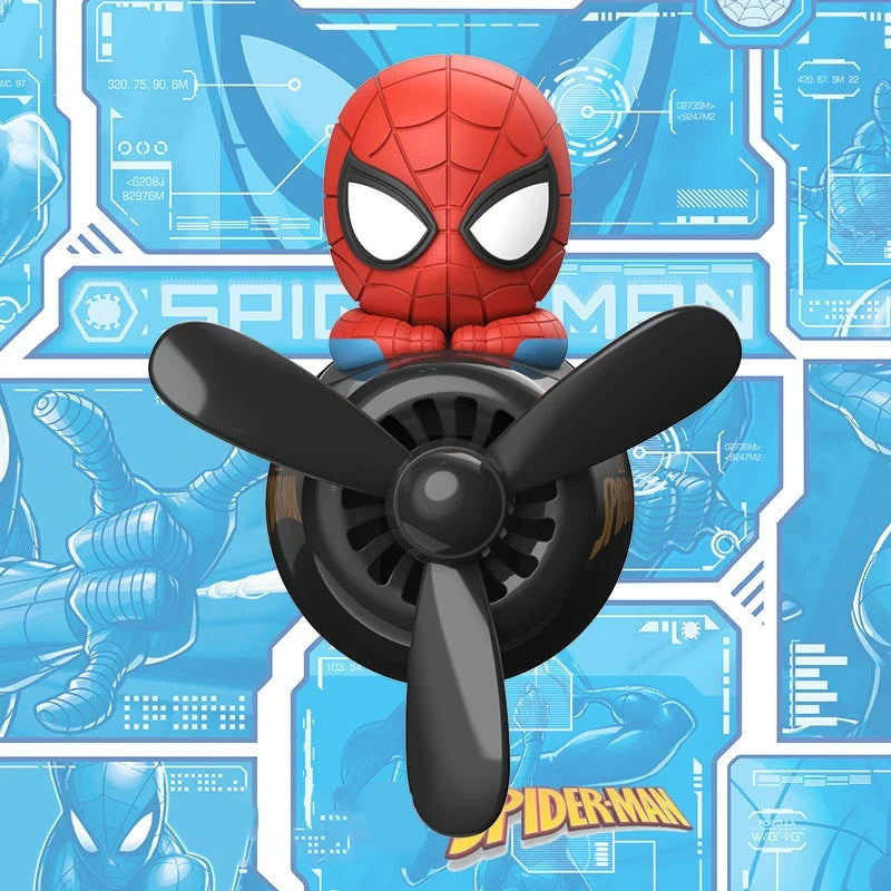 Anime Stitch Car Aromatherapy Accessory Kawaii Spider-Man Car Air Conditioning Port Decoration Rotating Propeller Toys Gifts