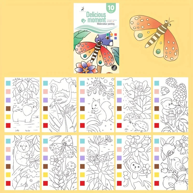 Watercolor Painting Book with 1 Book 1 pen Water Powder Graffiti Drawing Self-contained Paint Picture Coloring Painting Paper
