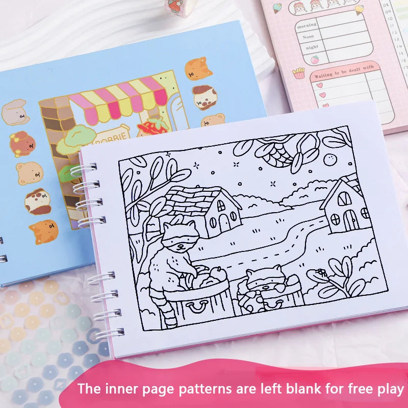 Coloring Book Cute And Cozy For Adults & Teens Same Style Different Color Cover Creative Pudding Bear Graffiti Coloring Notebook