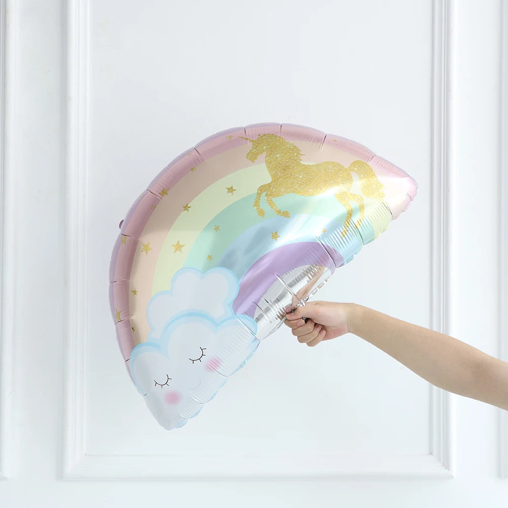 Large Rainbow Unicorn Helium Balloons 40inch Number Foil Balloons Unicorn Theme Birthday Girl Boy Party Decoration Baby Shower