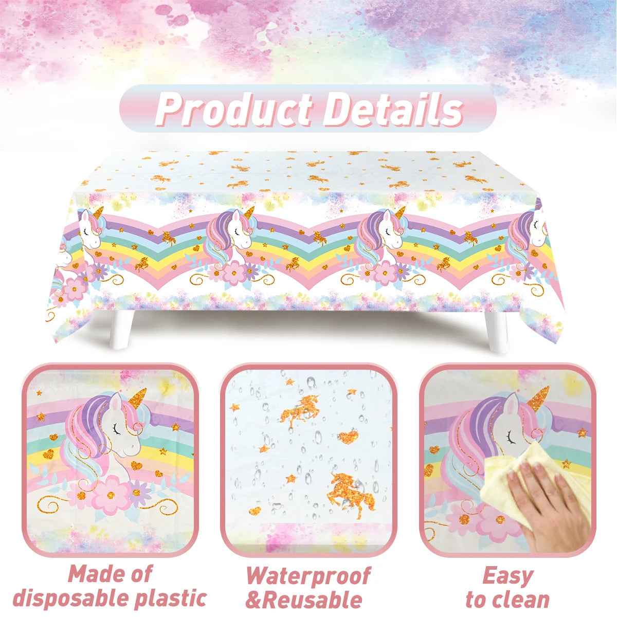 Rainbow Unicorn Disposable Tableware Happy 1st Birthday Party Decorations Kids Favors Gifts Unicorn Baby Shower Girls Supplies