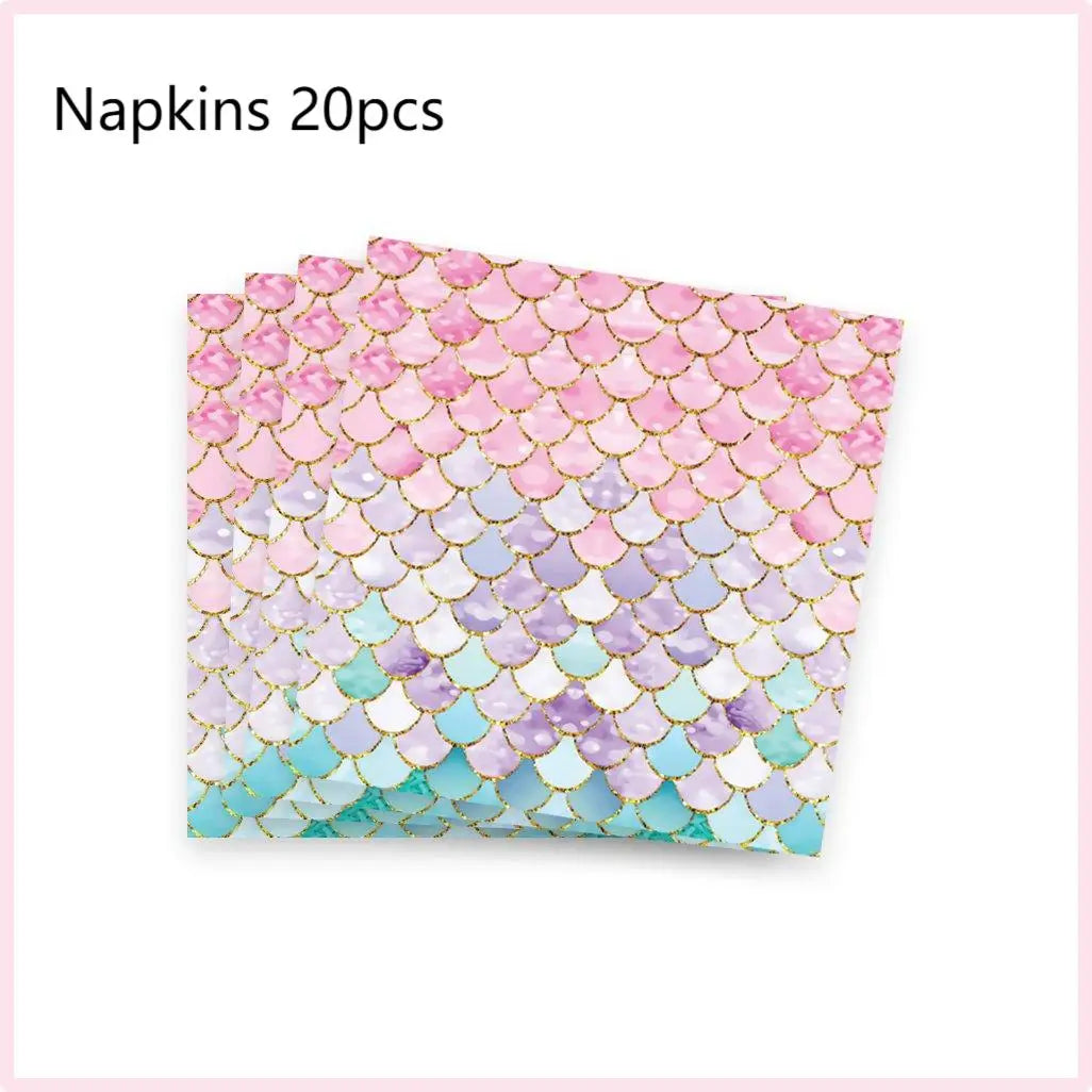 Mermaid Birthday Party Decorations Mermaid Theme Tableware Hanging Banner Candy Box Banner Party Decoration Supplies For Kids