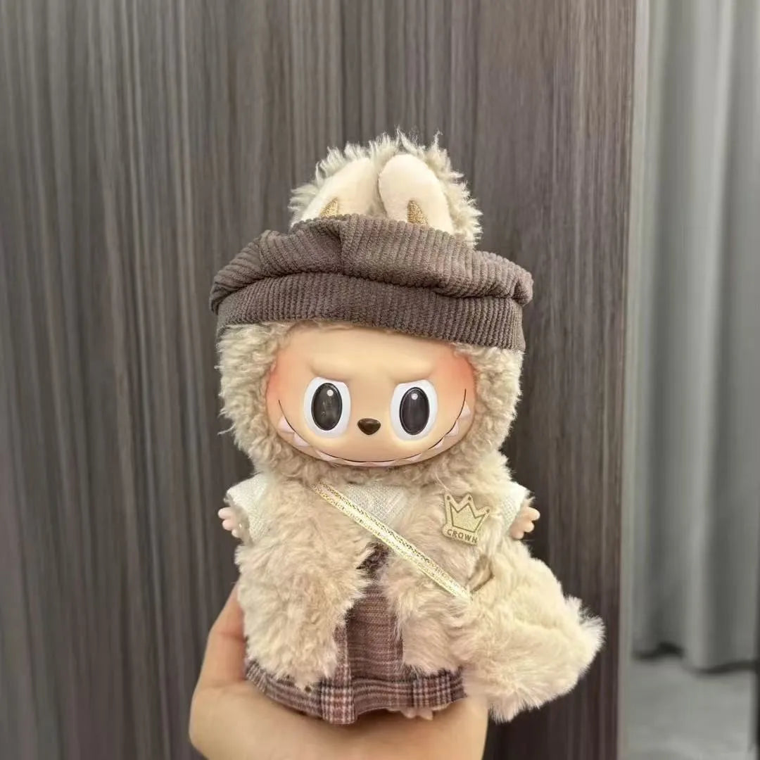 For Labubu Sitting Party Series  Classic Dress Grid Style Small Fragrance For Labubu v1 v2 Kid Gift Labubu Clothes Design style