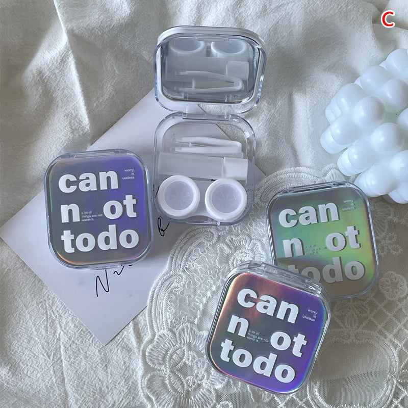 1pcs Cute Mini Contact Lenses Case Kit For Girls Travel Portable Contact Lens Box Contact Lens Storage Container