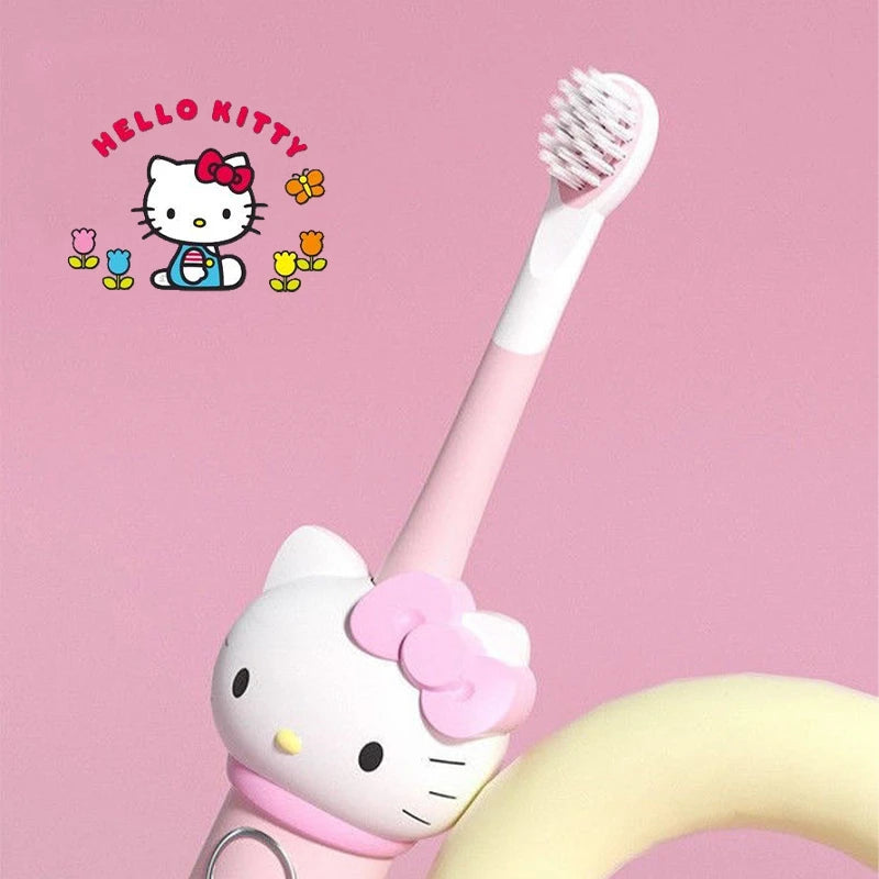 Kawaii Sanrio HelloKitty Electric Toothbrush Cute Anime Soft Hair Travel Portable Fiber Toothbrush Girl Oral Care Cleaning Brush