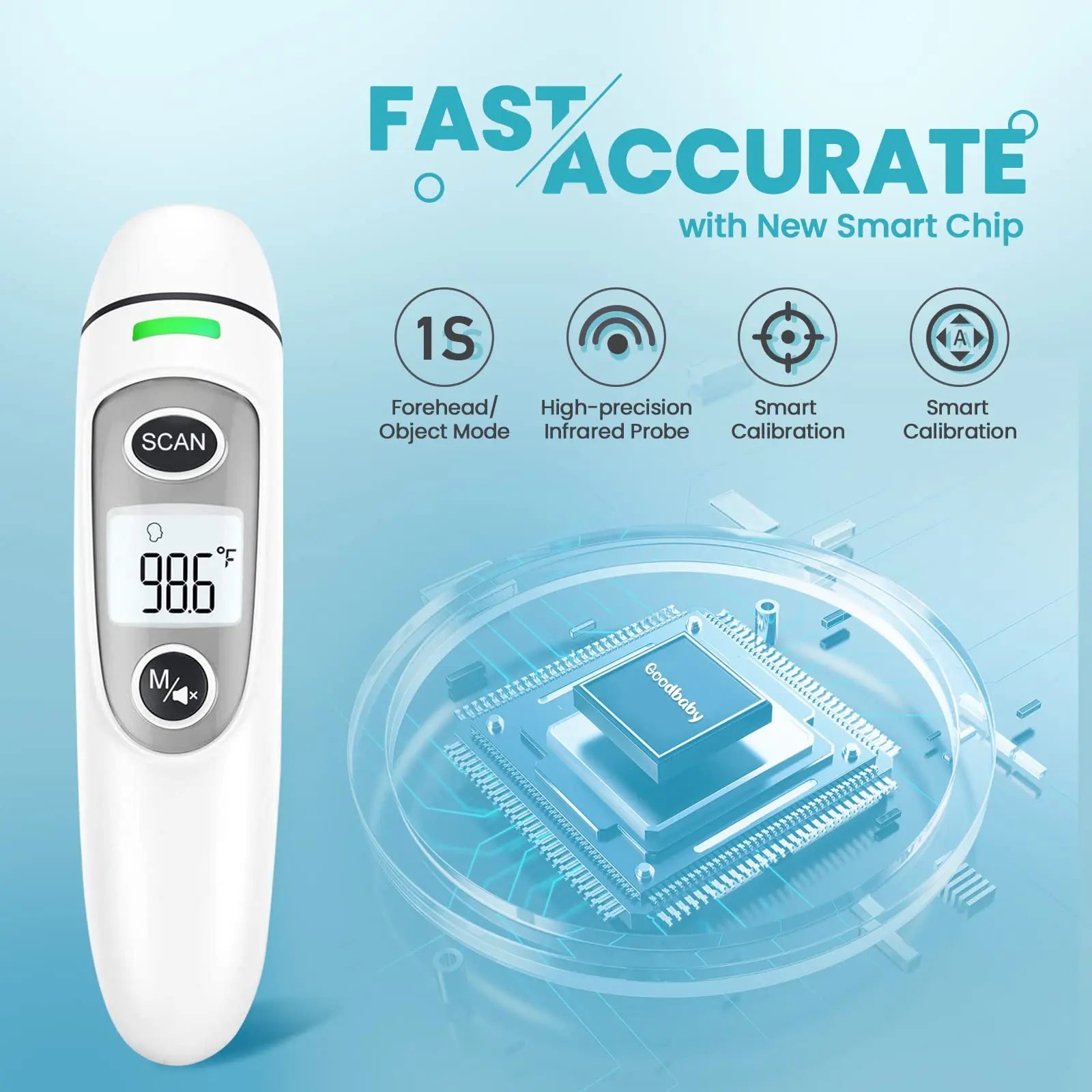Forehead Thermometer for Adults Baby and Kids Digital Infrared Thermometer Non-Contact Thermometer with LCD Screen Fever Alert