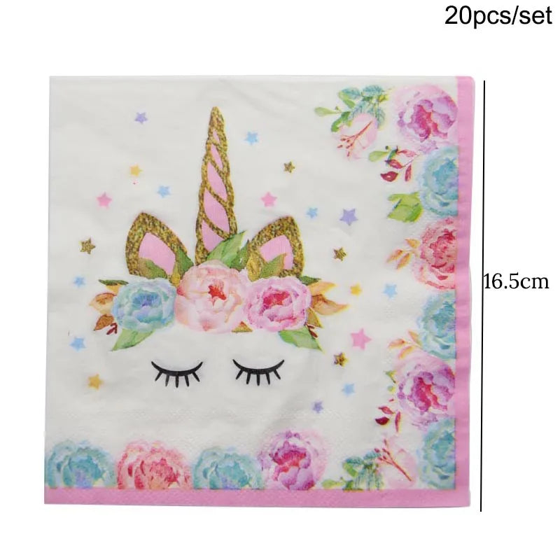 Unicorn Birthday Decorations for Girl Plate Napkin Cup cake topper Unicorn Party Supplies Kids Birthday Party Decor Baby Shower