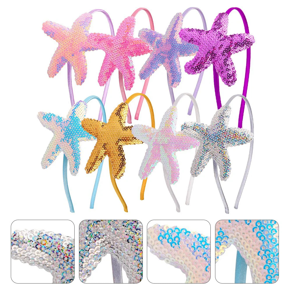 8 Pcs Headband Kids Toddler Girl Hair Hoop Marine Animal Headdress Charming Little Mermaid Party Daily Stage Performance