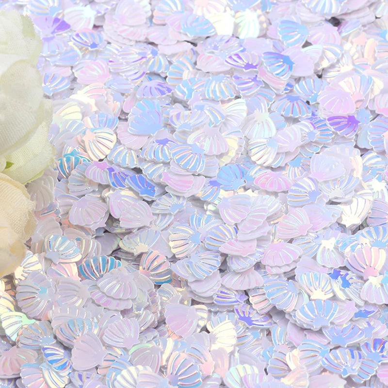 15g 7mm Iridescent Metallic Glitter Shell Confetti Mermaid Party Table Sequin Scatter DIY Decor Wedding Under the Sea Theme
