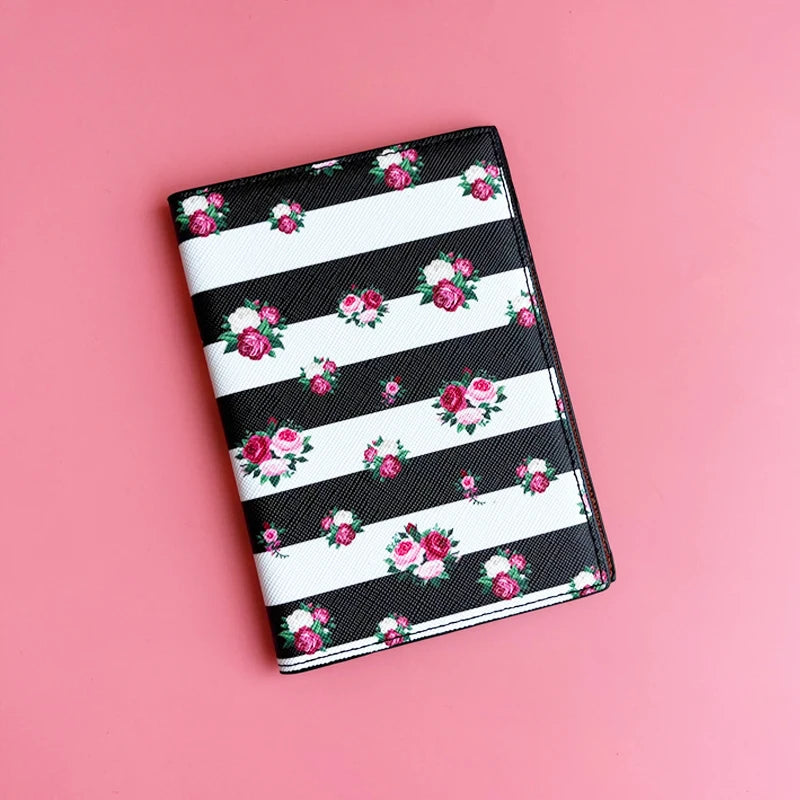 Flower and Plants Passport Cover PU Leather Travel Passport Holder for Girls Business Card Case Plane Ticket Card Holders Women
