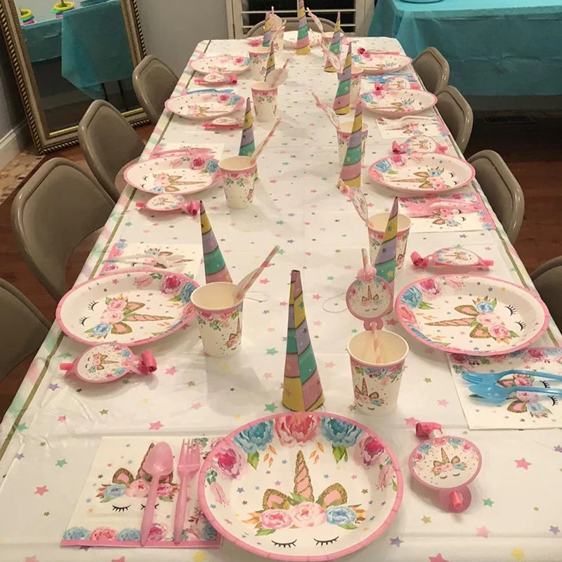 Unicorn Birthday Decorations for Girl Plate Napkin Cup cake topper Unicorn Party Supplies Kids Birthday Party Decor Baby Shower