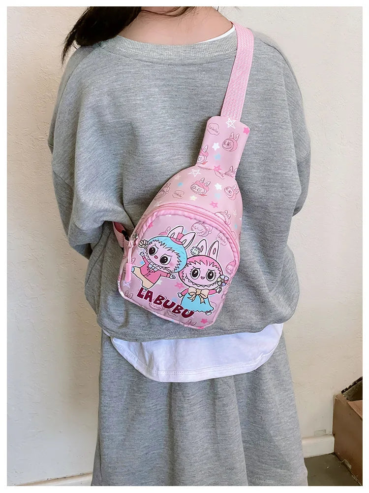 2024 new labubu POPMART LABUBU Children bag chest bag cartoon girl accessories bag trendy new one shoulder crossbody bag gifts