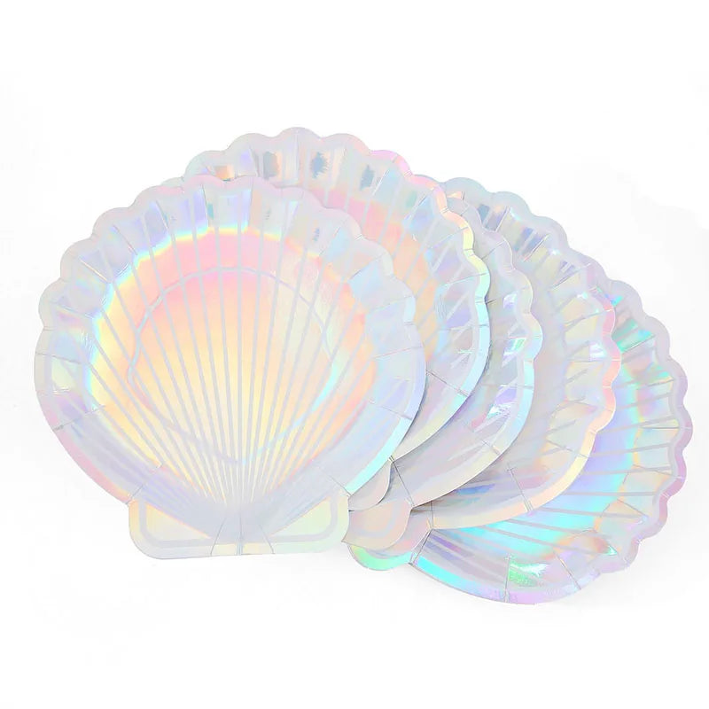 Mermaid Party Supplies Mermaid Tableware Set Shell Paper Plate Cup Napkin Little Mermaid Birthday Party Decoration Baby Shower