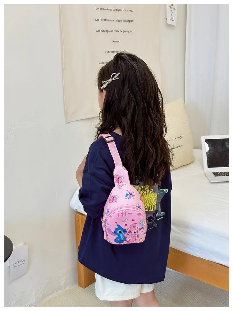 Stitch Anime Shoulder Bags Kawaii Fashion Chest Bag Travel Satchel Casual Portable Totes Backpacks Birthday Gifts For Boys Girls