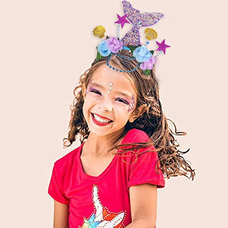 Little Mermaid Party Favors Memmaid Glasses/Tattoo Stickers/Headband/Clap Circle Toy Girls Birthday party gift Decor Baby Shower