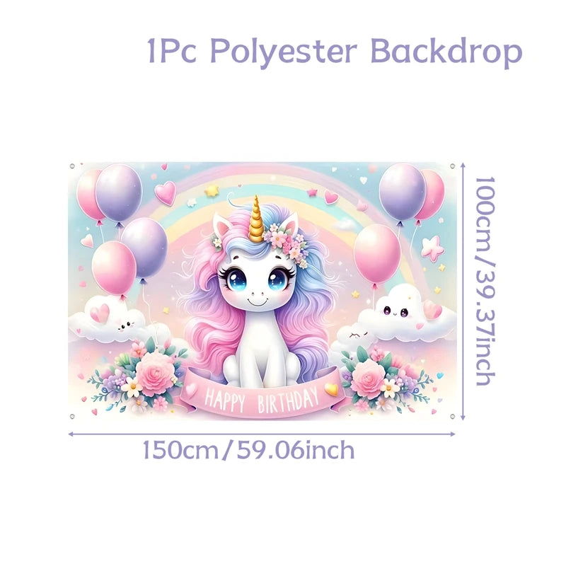 Rainbow Unicorn Disposable Tableware Happy 1st Birthday Party Decorations Kids Unicorn Theme Wedding Baby Shower Girls Supplies