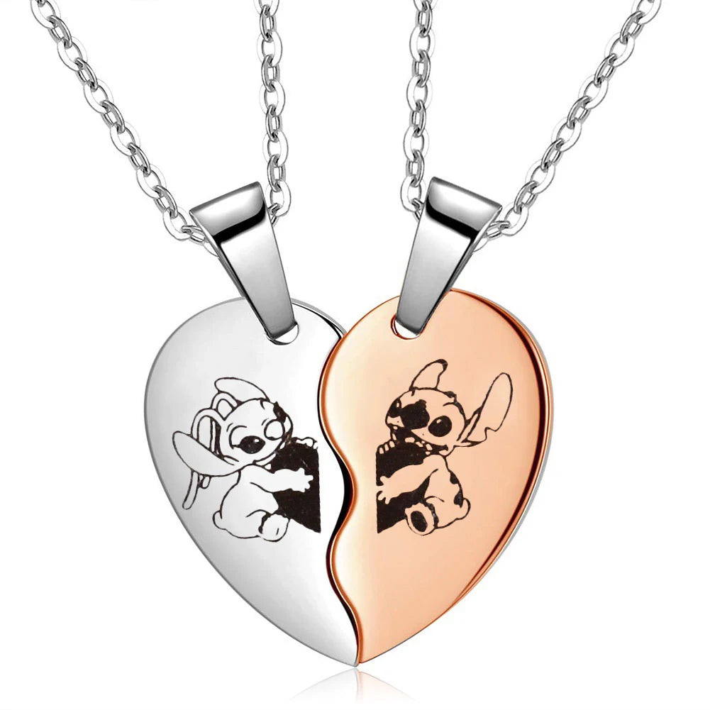 Lilo & Stitch Cartoon Metal Necklace Pendant Necklaces Characters Kids Gifts for Women Jewelry Children's Necklace Toy