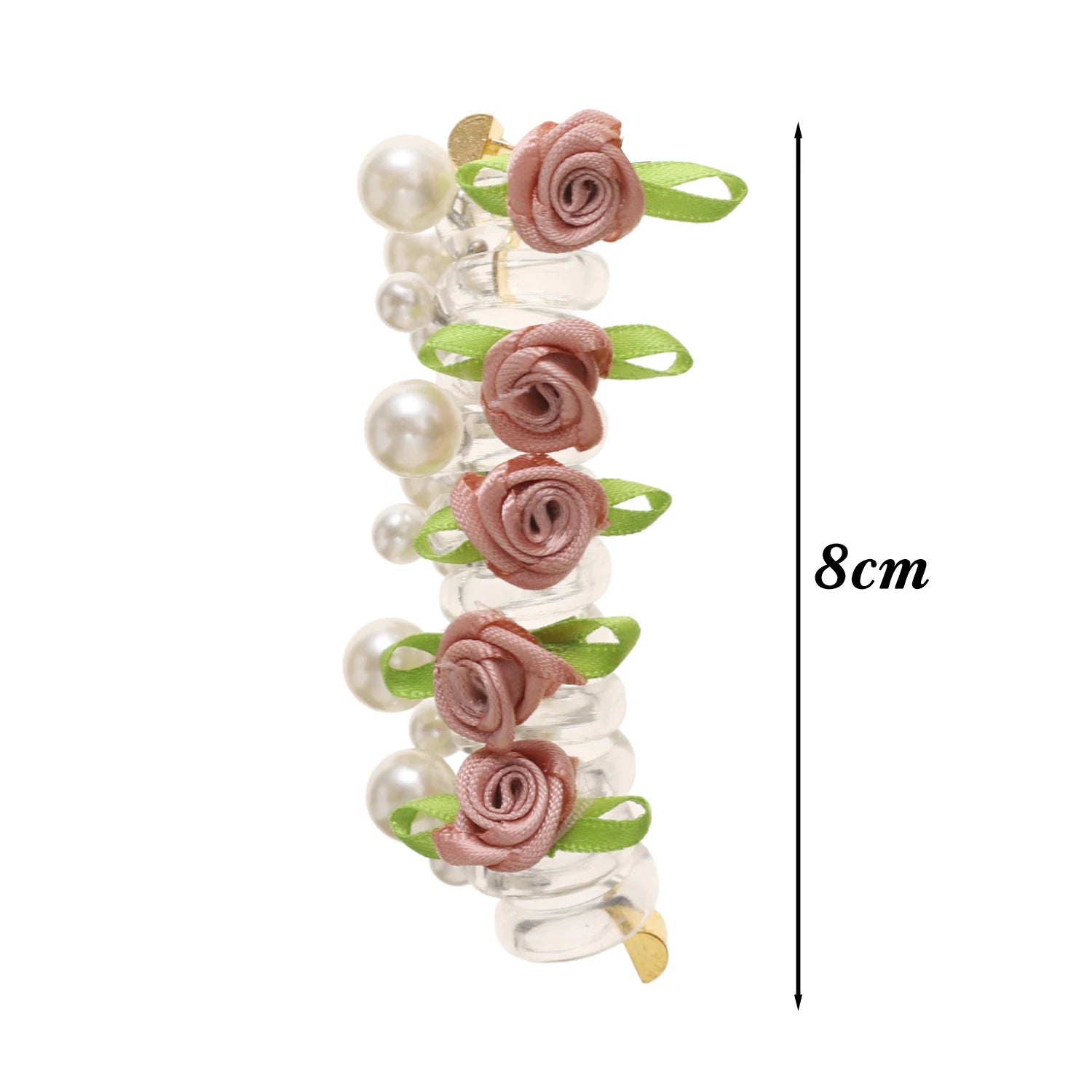Rose Bead Telephone Line Headband Charming Tied Ponytail Braid Hair Rope Headband High Elasticity Rubber Band Pearl Headwears