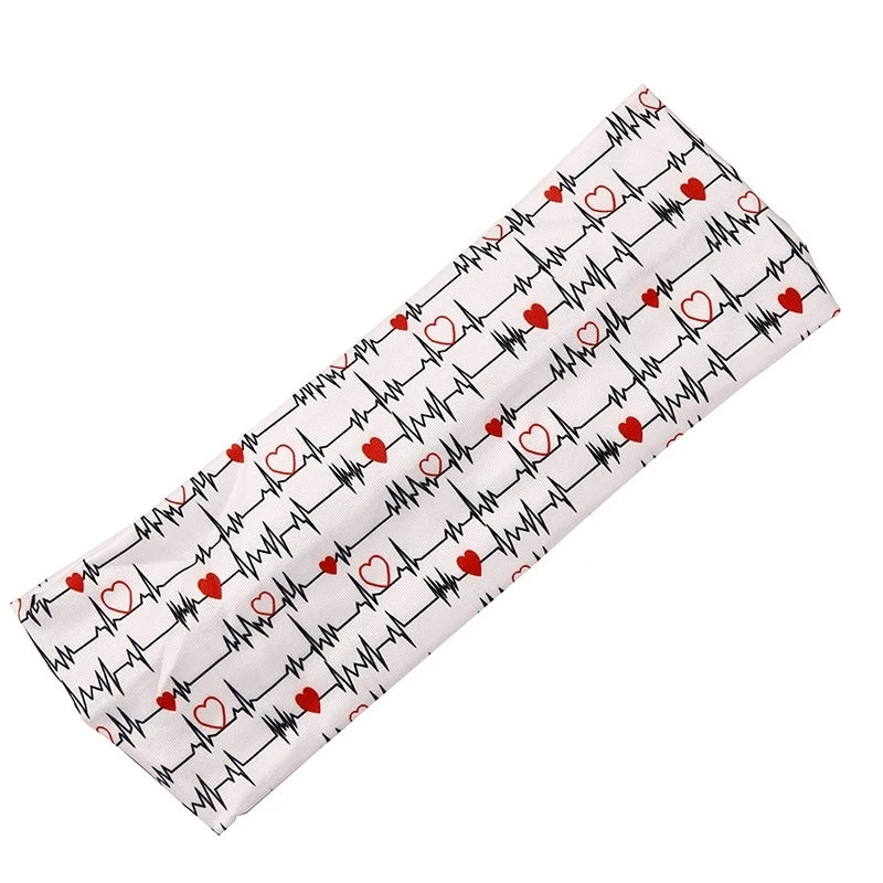 Medical Headband For Girl Buttons Hairbands Women Hair Band Printed Bandanas cute Headband Sweat -absorbing Turbans Elastic
