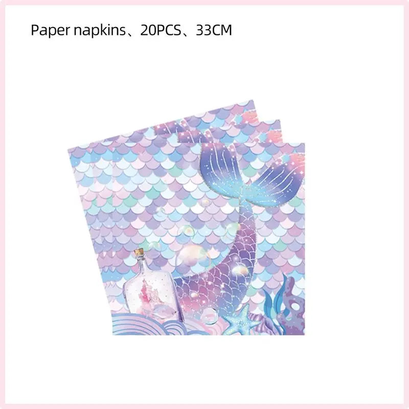 Mermaid Birthday Party Decorations Balloon Tableware Tablecloth Hanging Banner Party Decorations For Child Favors Supplies Kit