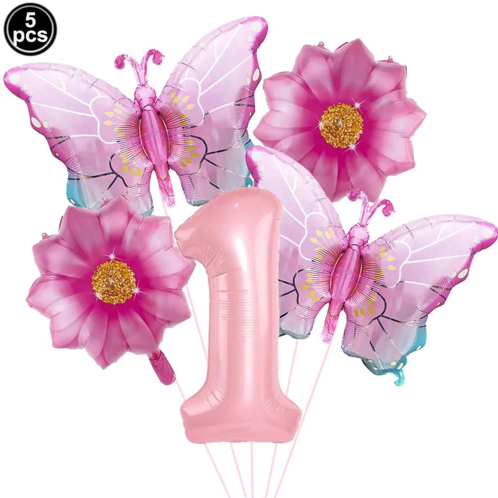 5pcs Colorful Butterfly Foil Balloons Butterfly Balloons Butterfly Themed Balloon Girl Party Birthday Wedding Baby Shower Decors