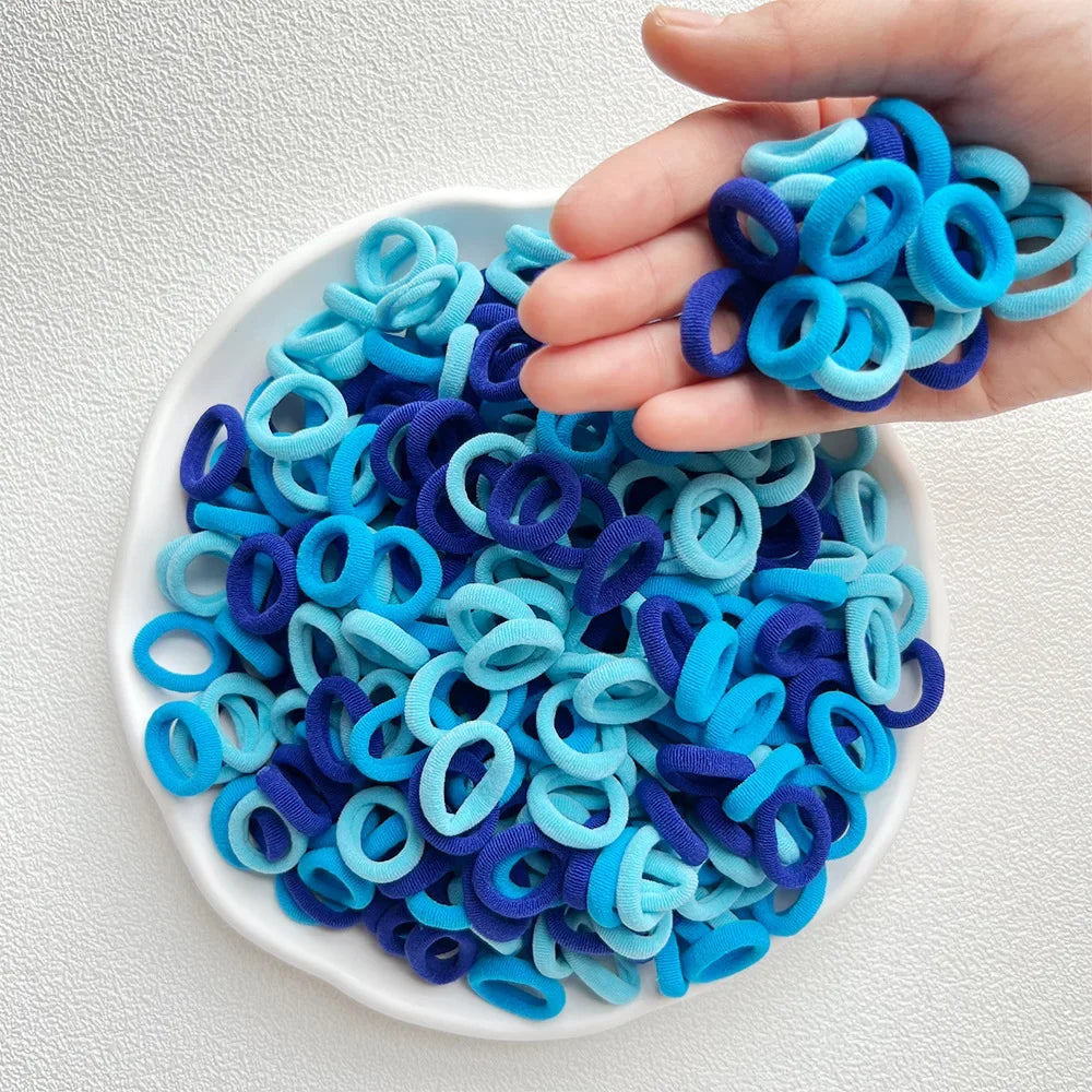 50/100/200PCS Colorful Basic Nylon Ealstic Hair Ties for Girls Ponytail Hold Scrunchie Rubber Band Kids Basic Hair Accessories