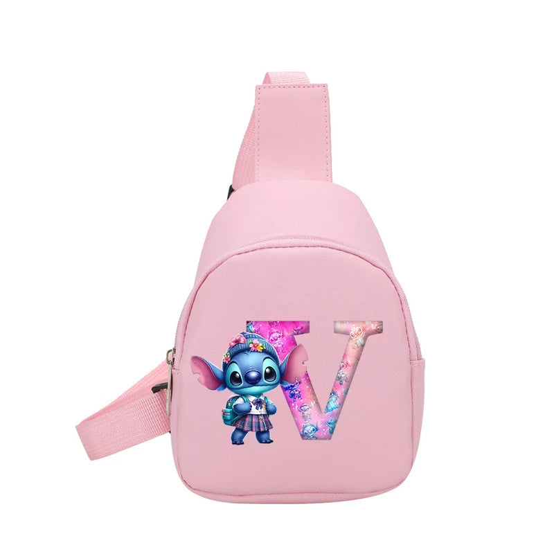 Cartoon Lilo&stitch Pu Chest Bag Mini Outdoor ShoulderBag Boy Girl Satchel Bags Costume Accessories Students Crossbady Bag Purse