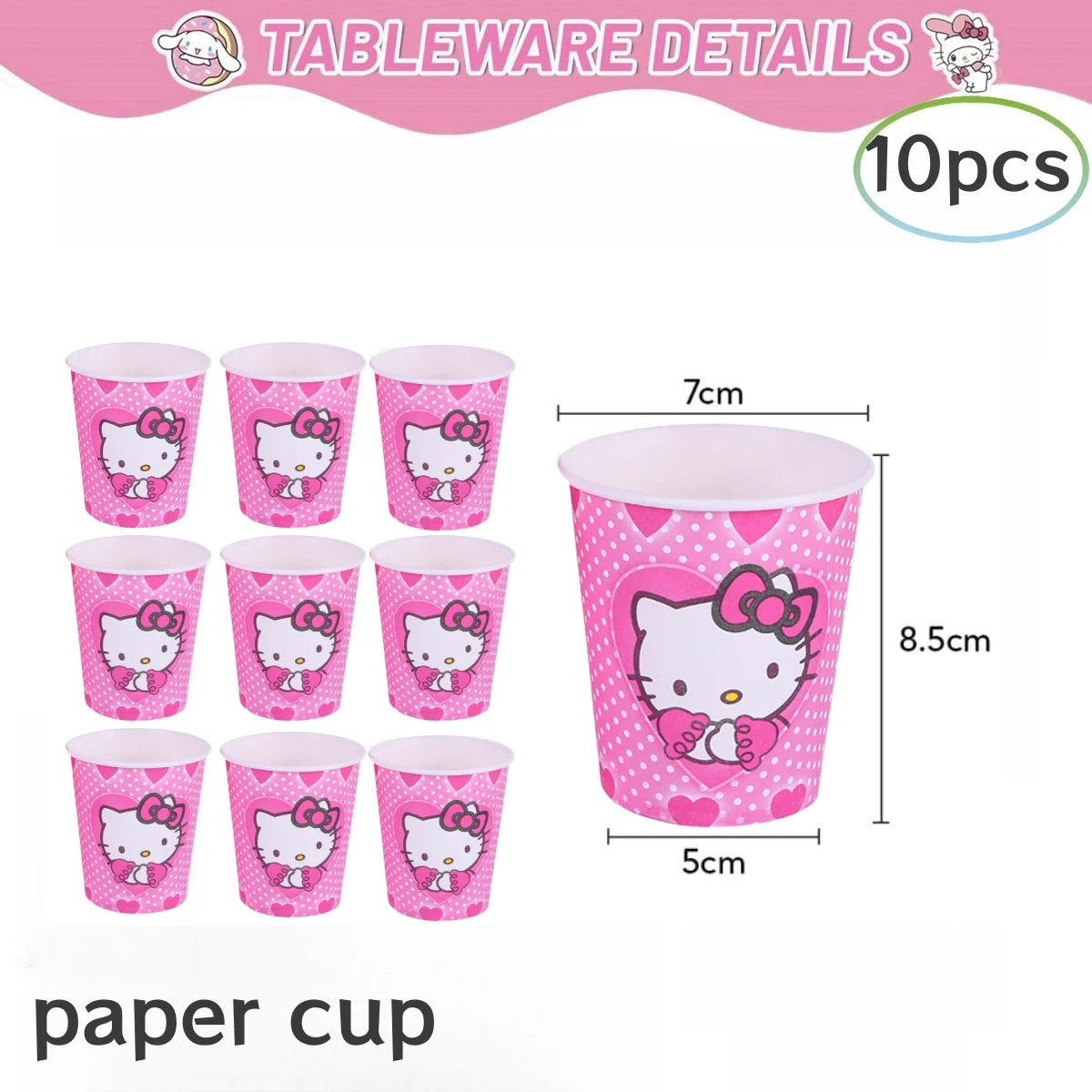Hello Kitty Birthday Party Decorations Kawaii Cat Tableware Plate Tablecloth Baby Shower DIY stickers Girls Gifts Party Supplies