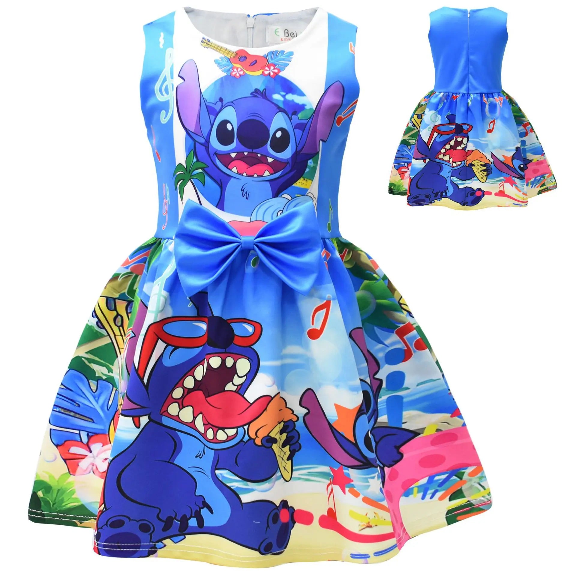 Lilo and Stitch Baby Girls Lilo Stitch Cosplay Princess Dress Kids Birthday Christmas Party Costume Summer Clothes Bow Sundress