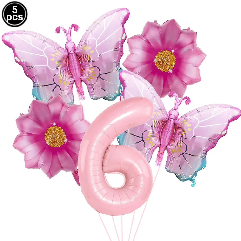 5pcs Colorful Butterfly Foil Balloons Butterfly Balloons Butterfly Themed Balloon Girl Party Birthday Wedding Baby Shower Decors
