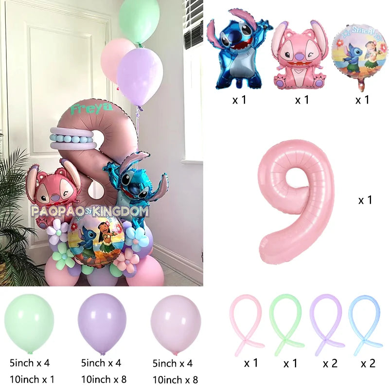 Lilo & Stitch Party Balloons Stitch Number Balloon Garland Arch Kit Baby Shower Birthday Party Decor Kids Toy Gift