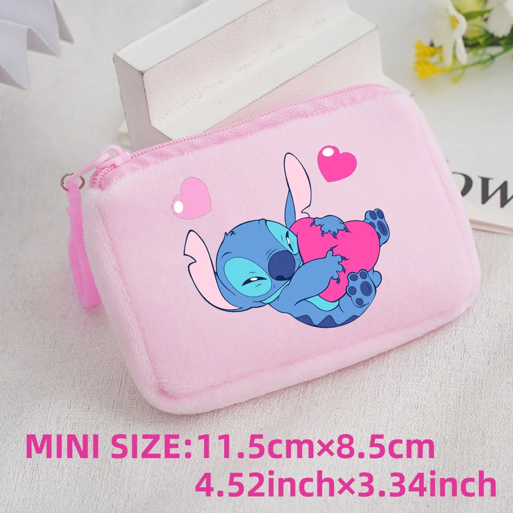 Lilo Stitch Kids Anime Plush Coin Purse Girls Boys Cute Mini Wallet Cartoon Moneybag Kids Storage Bag Pendant Birthday Gifts