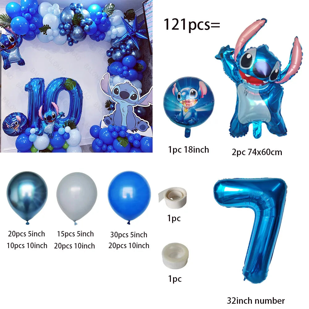 1set Lilo Stitch Arch Kit Garland Foil Helium Balloon Baby Shower Birthday Theme Party Decorations Inflatable Toys Air Globos