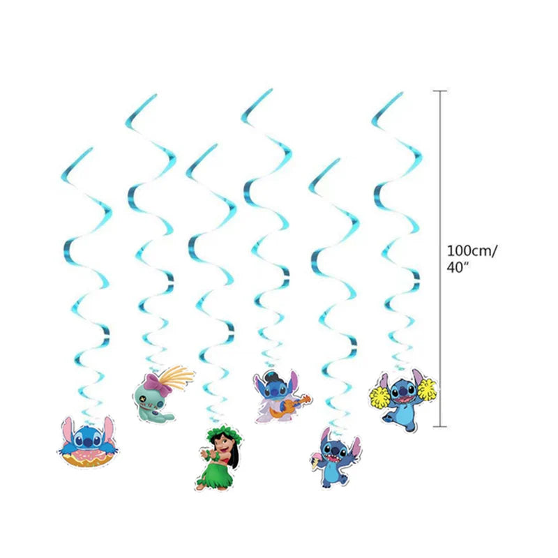 Stitch Birthday Party Decoration Pink Angel&Stitch Theme Event Supplies For Kids Balloon Disposable Tableware Banner Backdrop