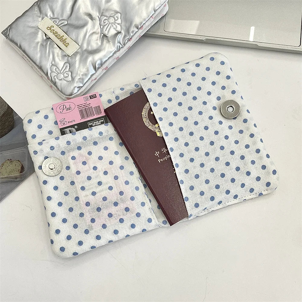 Bow Knot Women Girl Korean Ins Certificates Passport Wallet Travel Multi Functional Document Card Passport Cover Storage Bags